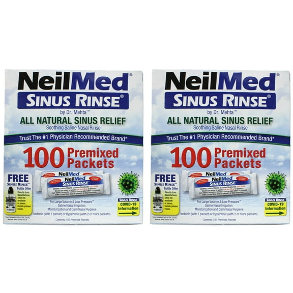 Neilmed Sinus Rinse Premixed Packets, 100 Count (2 Pack)