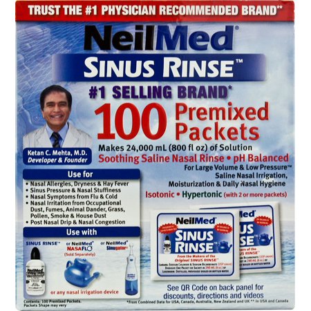 Neilmed Sinus Rinse Saline Nasal Rinse Refill Kit,, 05928000200 - Box of 100