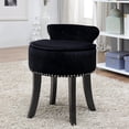 Neilson Light Grey Velvet Vanity Stool - Nailhead Trim, Rolled Back ...