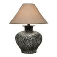thumbnail image 1 of Neji 26 Inch Table Lamp Curved Pot Design Base Floral Pattern Silver - Saltoro Sherpi, 1 of 5
