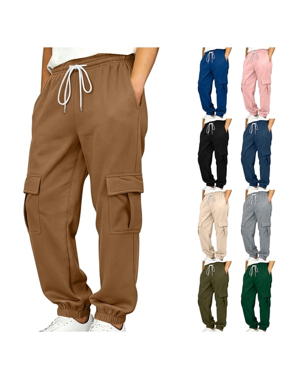 Boys Cargo Pants Kids Baggy Jogger Sweatpants with Pockets Trendy Casual Drawstring Elastic Waist Trousers for 5-15 Years
