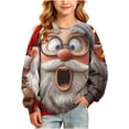 thumbnail image 1 of Nekdswn Kids Christmas Sweatshirt Ugly Xmas Santa Graphic Hooded Pullover Drop Shoulder Long Sleeve Top Warm Fleece Lined Winter Holiday, 1 of 9