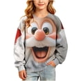 thumbnail image 1 of Nekdswn Kids Christmas Sweatshirt Ugly Xmas Santa Graphic Hooded Pullover Drop Shoulder Long Sleeve Top Warm Fleece Lined Winter Holiday, 1 of 9