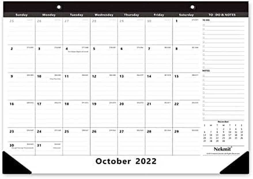 Nekmit 2022 2023 Yearly Monthly Desk Pad Calendar Wall Calendar for Planning Ruled Blocks 15 x 12 Inches Black Walmart