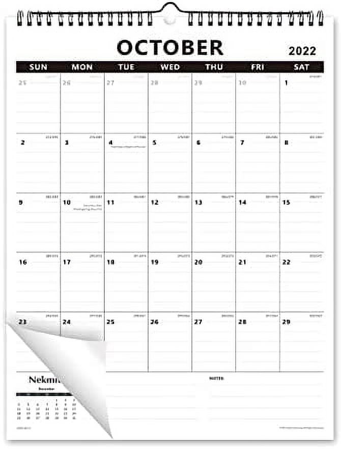 Nekmit 2022-2023 Yearly Monthly Wall Calendar, Wirebound Calendar for Home  Schooling Plan & Schedule, Ruled Blocks, 17 x 12 Inches, Black