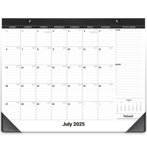 Nekmit Desk Calendar 2025-2026, Desk Pad Calendar 14" x 11", Black