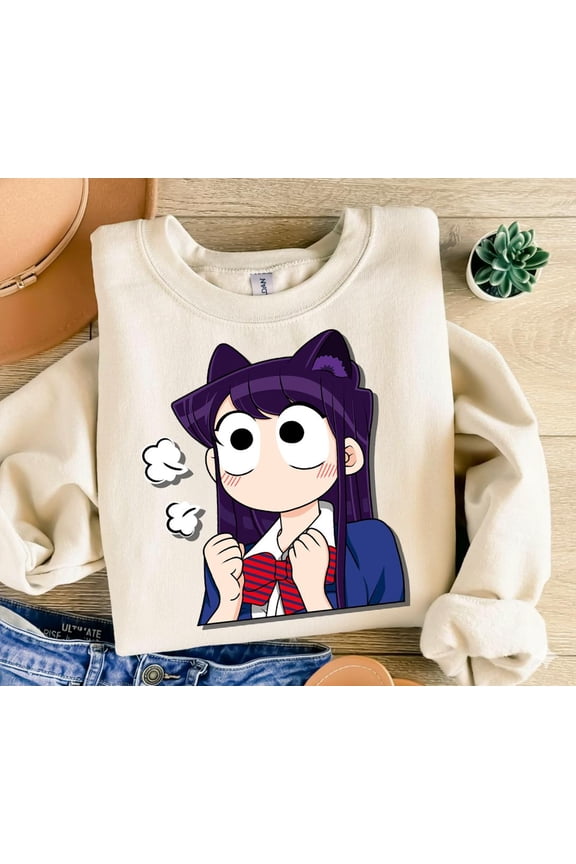Neko Komi Anime Sweatshirt, Manga Inspired Graphic Sweatshirt, Otaku Weeb Sweatshirt Gift