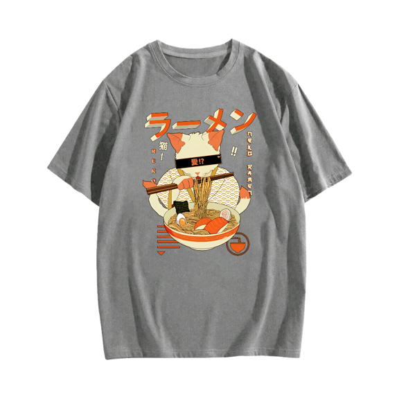 Neko Ramen Cotton casual T-shirt