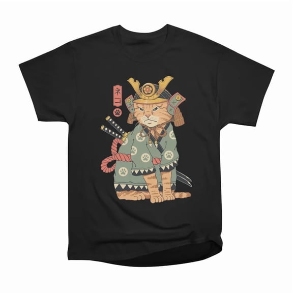 Neko Samurai T-Shirt Tee Gift For Him Merch For Her Apparel For Friend