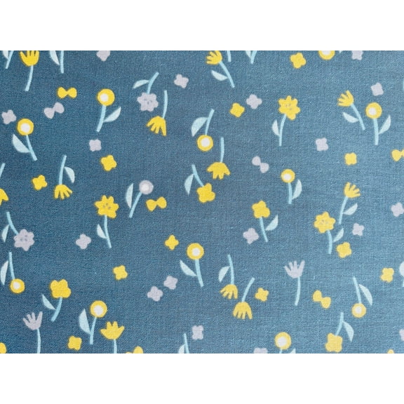 Neko and Tori-Flower Picking-Gray Cotton-Itsuko Naka-Cotton + Steel