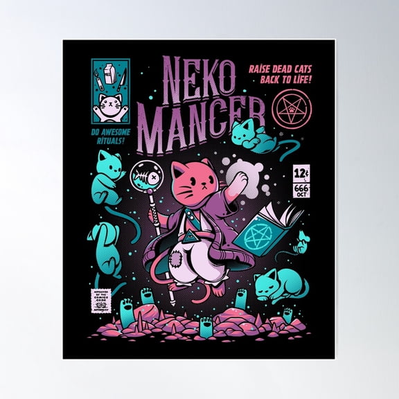 Nekomancer Poster Wall Art, Modern Wall Decor For Living Room Bedroom, 12x18 UNFRAMED
