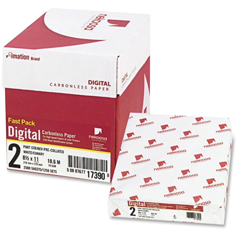 Fast Pack Digital Carbonless Paper 2-Part, 8.5 x 11, White/Canary, 500 Sheets/Ream, 5 Reams/Carton