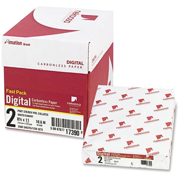 Fast Pack Digital Carbonless Paper 2-Part, 8.5 x 11, White/Canary, 500 Sheets/Ream, 5 Reams/Carton