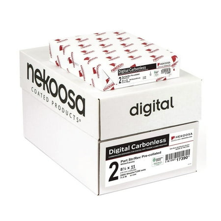 nekoosa 17390 digital carbonless paper, straight, 8-1/2 x 11, 2-pt, white/canary, 2500/ct