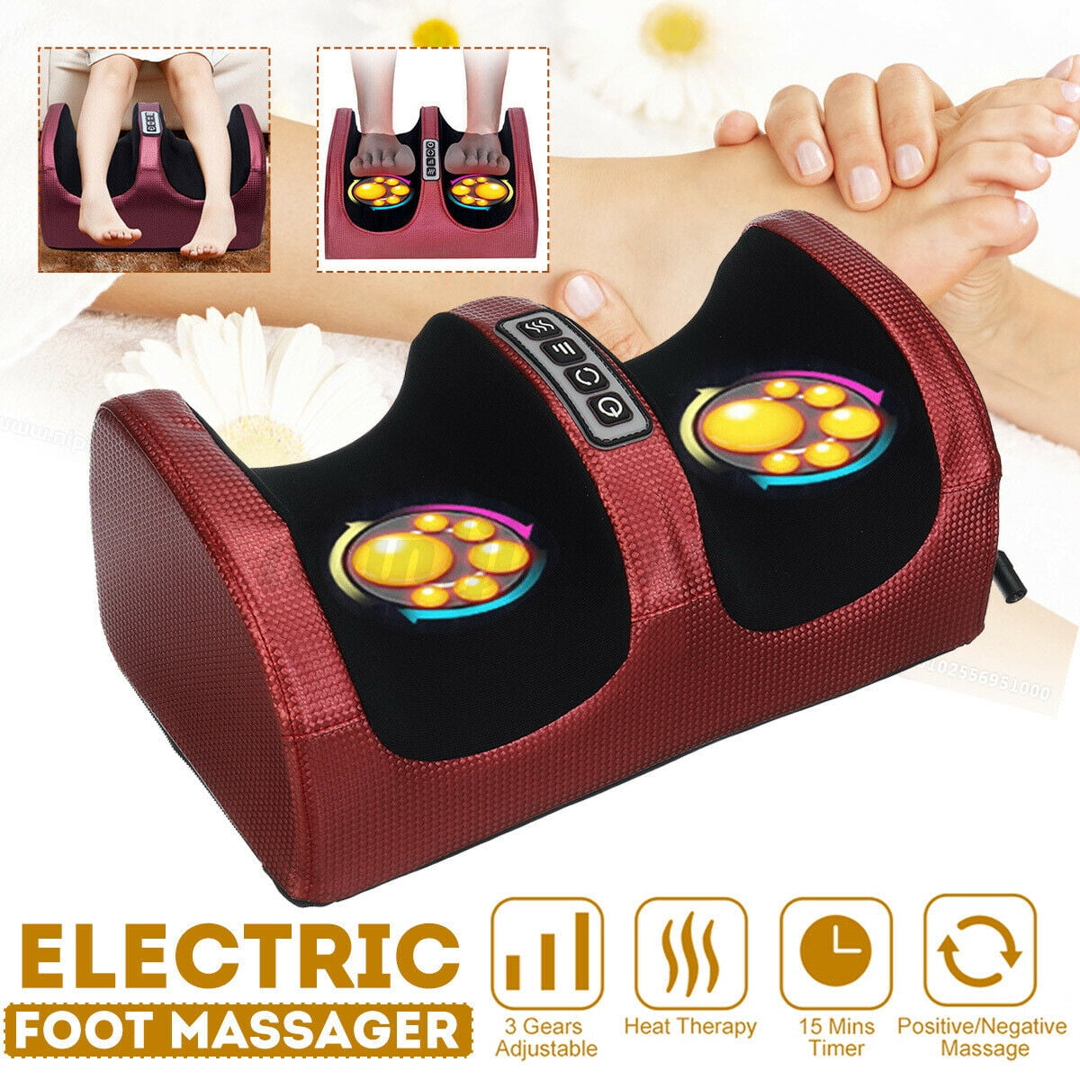 Nekteck Foot Massager with Heat, Shiatsu Heated Electric Kneading Foot  Massager Machine for Plantar Fasciitis, Built-in Infrared Heat Function and