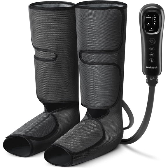Nekteck Leg Compression Massager for Circulation and Pain Relief, Foot and Calf Massage Machine 2 Modes 3 Intensities with Controller, Adjustable Leg Air Compression Boots for Muscles Relax Gift