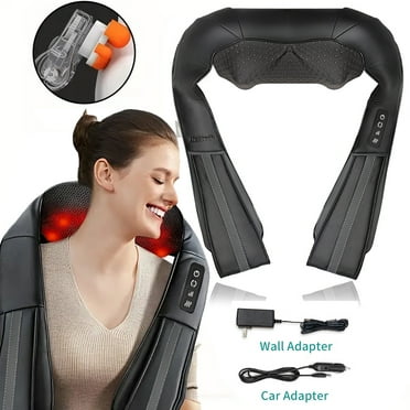 Nekteck Shiatsu Neck Massager with Heat, Electric Deep Tissue 3D Kneading Massage Pillow - Black