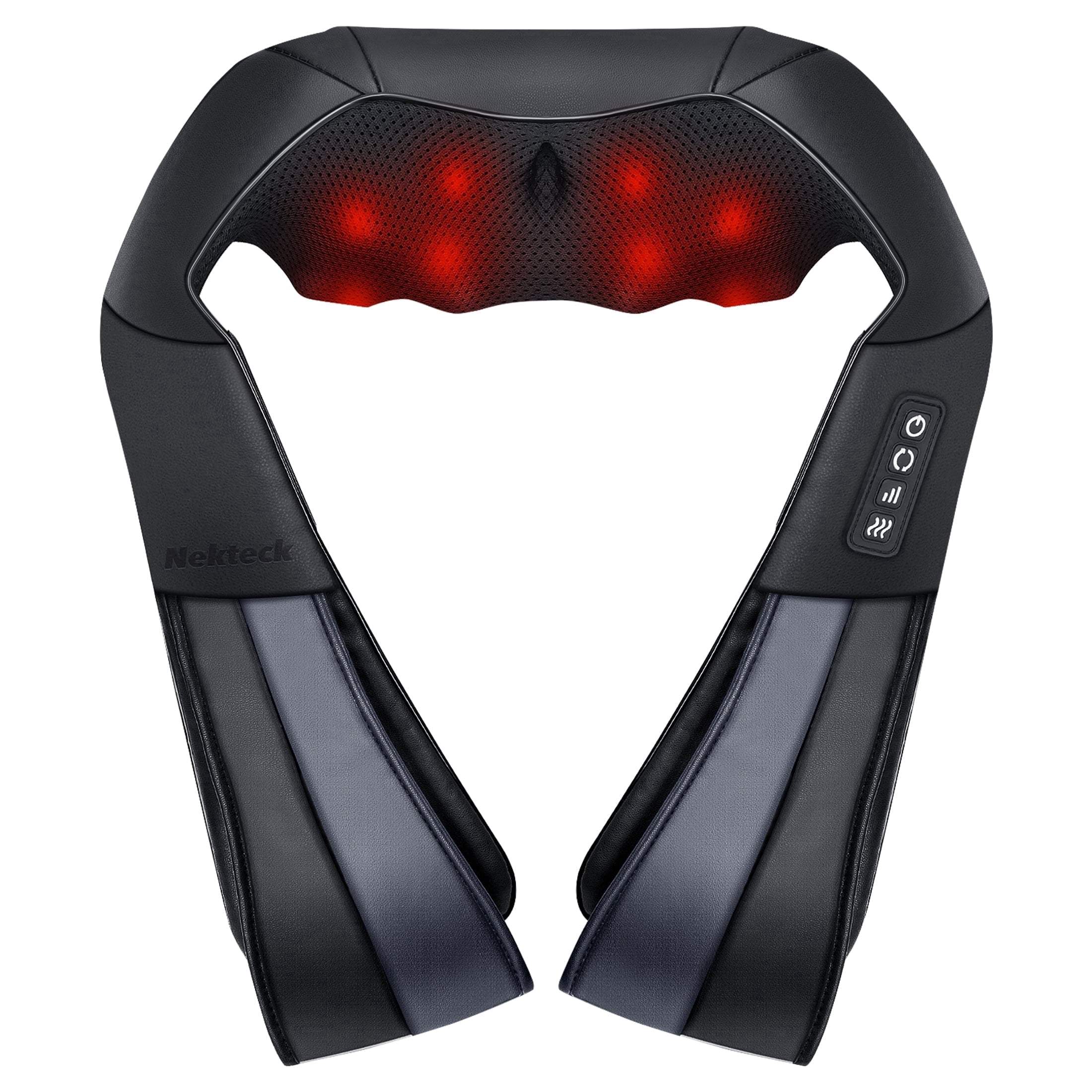 Nekteck Neck Massager with Heat, Deep Kneading Shiatsu Neck and Neck Massager for Pain Relief Deep Tissue, Electric Massage Pillow, Home/Office/Work/Home/School Use, Father Days Gifts(NOT Cordless)