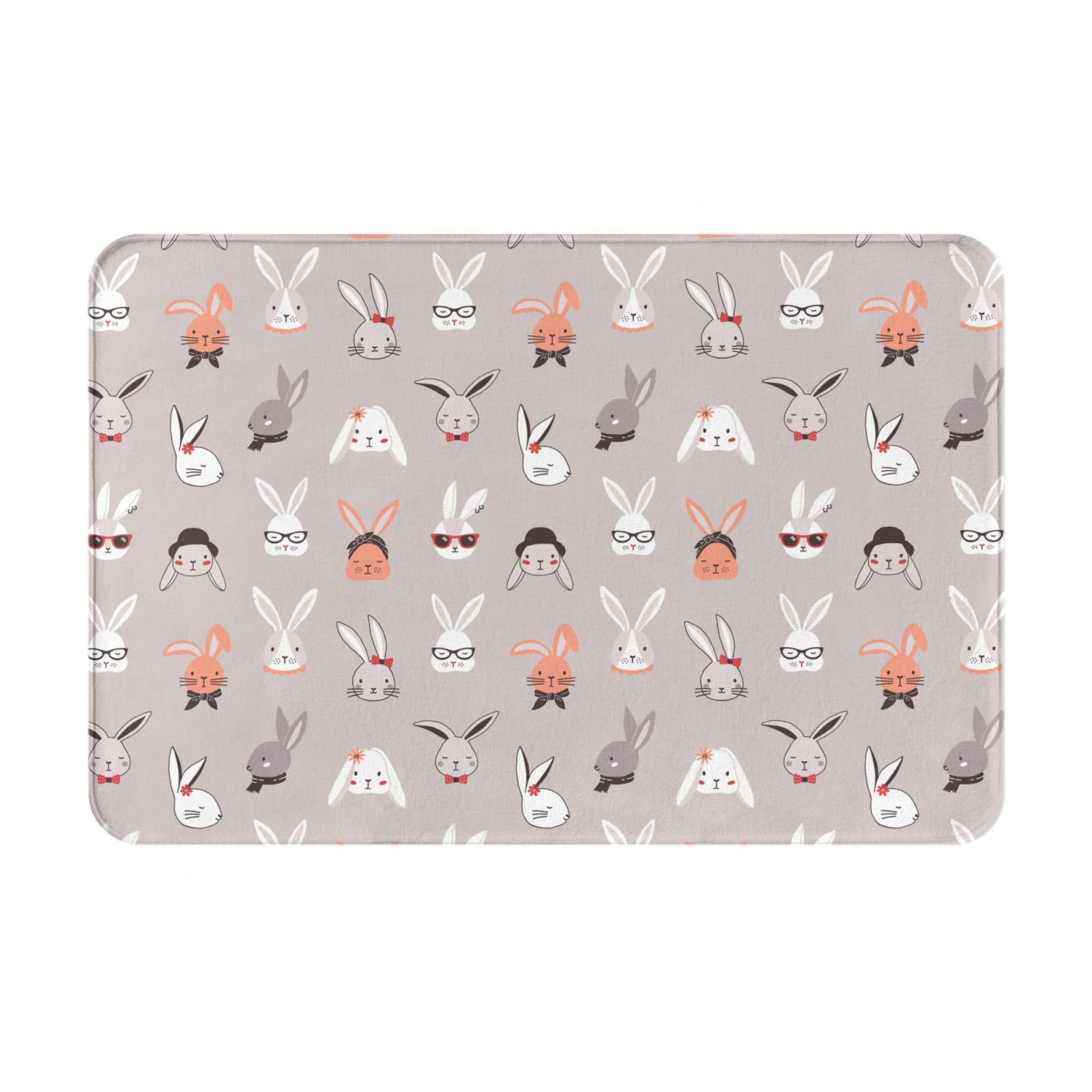 Thick Rabbit Mat Nelaau Various Rabbits Print Flannel Anti-slip Floor Mat 16x24in, Thick ...