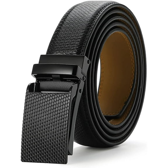 Nelbons Men's Leather Belt Fashion Buckle Ratchet Belt 30mm 1 1/8",replacement belt