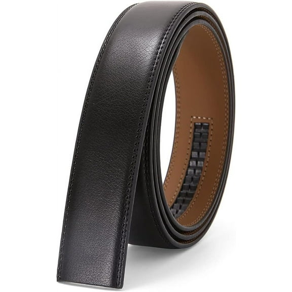 Nelbons Men's Leather Ratchet Belt Strap Only 35mm 1 3/8,Leather Belt without Buckle replacement belt