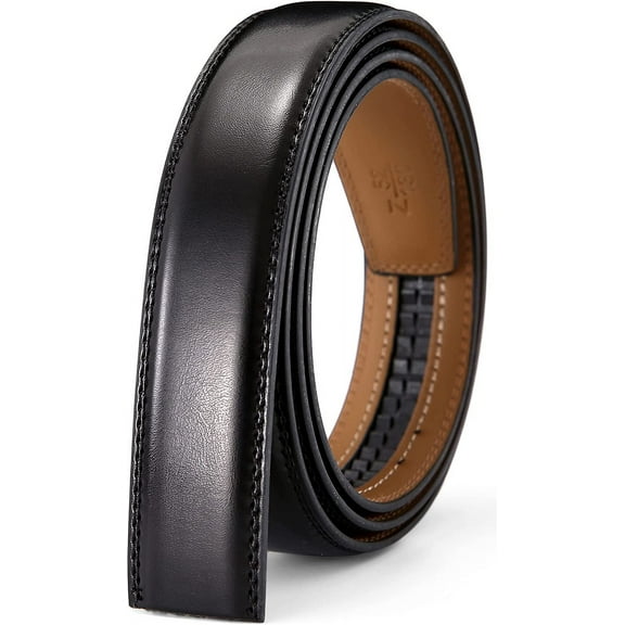 Nelbons Men's Leather Ratchet Belt Strap Only 35mm 1 3/8,Leather Belt without Buckle replacement belt