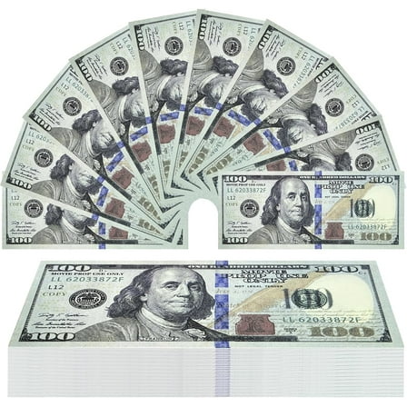 Nelbons Photo Props Toy Money, Birthday Party Decorations, 100-Piece Pack