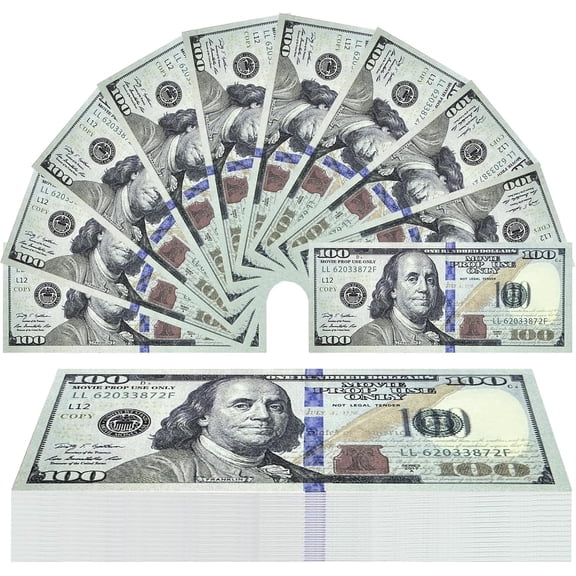 Nelbons Photo Props Toy Money, Birthday Party Decorations, 100-Piece Pack