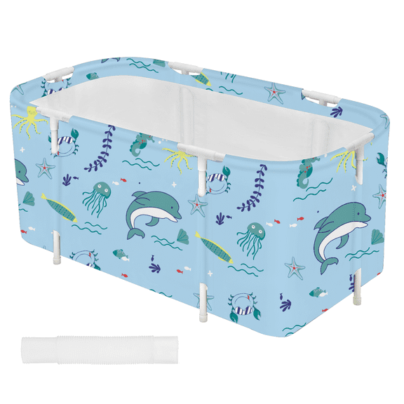 Nelbons Portable Foldable Bathtub, Relaxation and Convenience Travel and Home Spa Bathtub for Adults Families, Easy to Assemble Collapsible Bathtub
