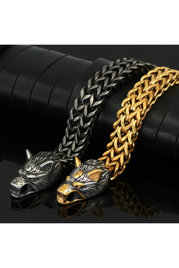 solid Stainless Steel Viking Bracelet Geri & Freki II-Pirate Odin Wolf bracelet