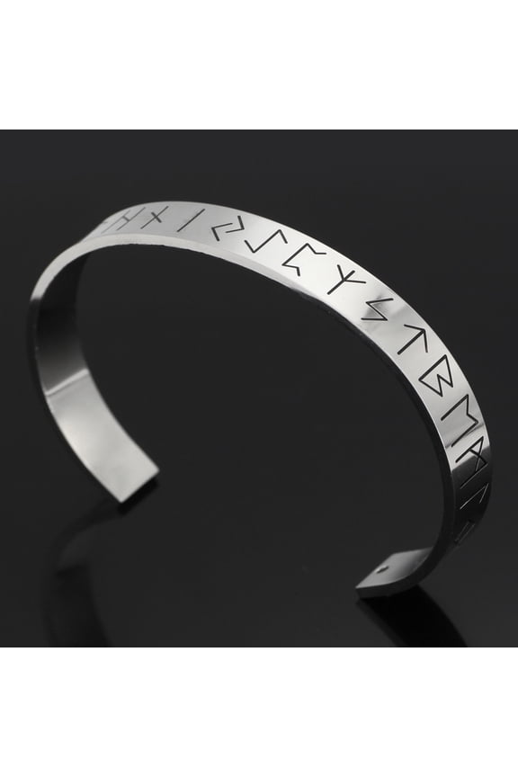 stainless steel Viking bracelet Viking characters and Triquetra Silver