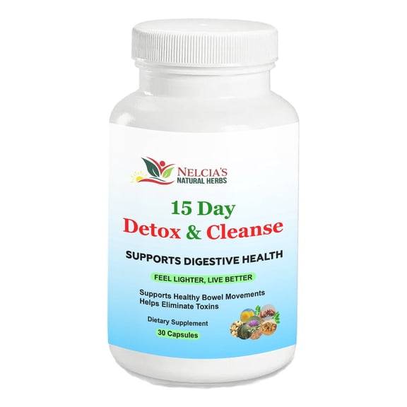 Nelcia's 15 Day Cleanse -Gut and Colon Support, Advanced formula with Psyllium Husk, 30 Caps