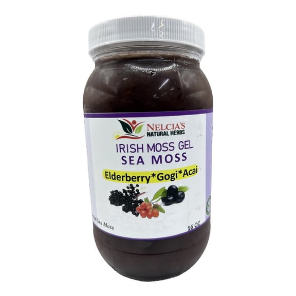 Nelcia's Natural Herbs Sea Moss Gel  Immunity Plus (Elderberry, Goji, Acai)  Antioxidant Rich, Superfoods Blend-16oz