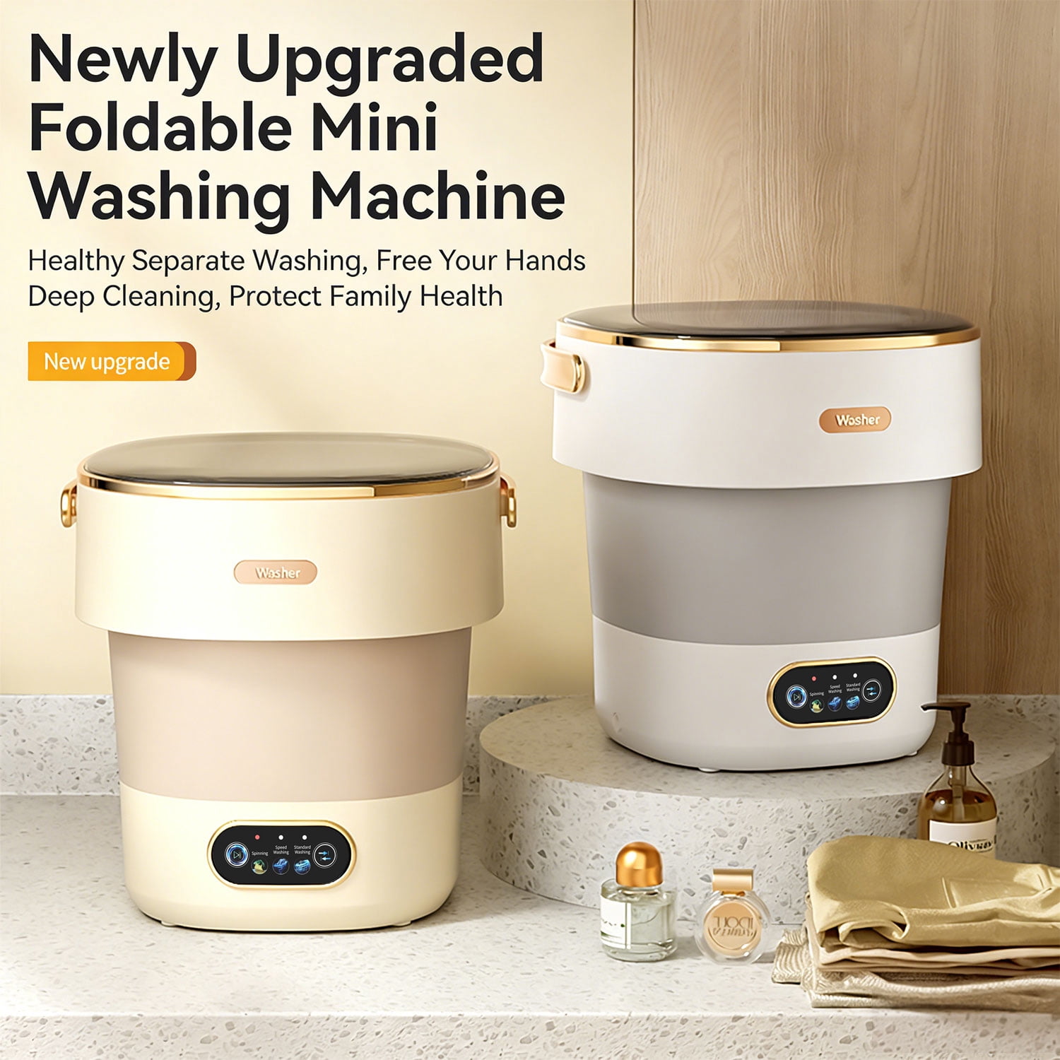 Neliangia Portable Washing Machine – Foldable Mini Washing Machine 17L Compact Washer with Spin Dryer, Lightweight Design for Apartments, Dorms, Travel, RV – Ideal for Underwear, Baby Clothes, Socks