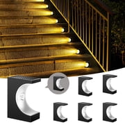 Neliangia Solar Step Lights, IP65 Waterproof Auto On Off, Monocrystalline Solar Panel No Drill Install 8H Long Lasting, Crescent Shape Outdoor Lights for Stairs Patio Yard Porch Deck 6, Warm White