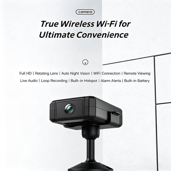 Neliangia Wireless Security Camera, 1080P HD Indoor Camera with 180 Rotating Lens, Night Vision, Motion Detection, 720mAh Battery, TF/Cloud Storage, WiFi Hotspot for Home Office