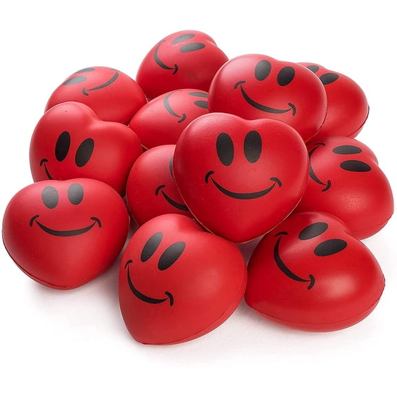 Neliblu 12-Unit Set of Heart Stress Balls - Valentines Day Red Hearts