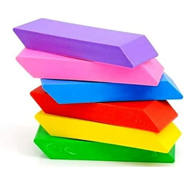 Neliblu Bright Neon Pencil Chiseled Erasers, Assorted Colors, 6 Count, 6 Pack