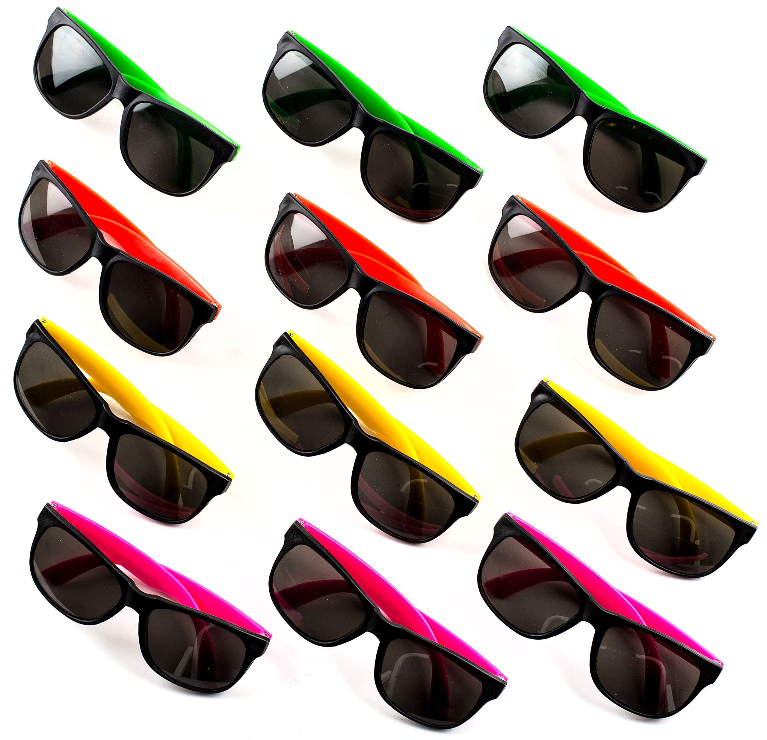 Neliblu Kids Neon Sunglasses - 24 Pack UV Protection - Party Favors