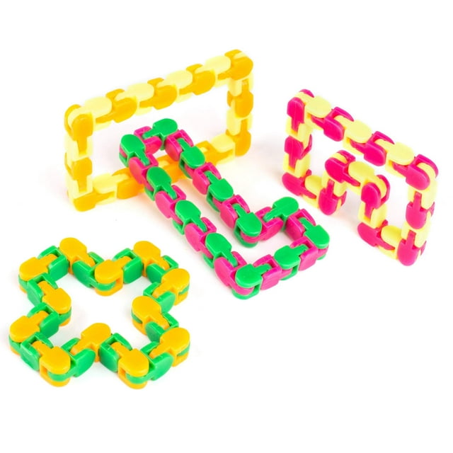 Neliblu Sensory Snake Puzzles - Snap, Click and Fidget Toys for ADHD, Autism, Stress Relief - Keeps Minds Focused - Assorted Colors (Pack of 4)