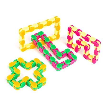 Neliblu Sensory Snake Puzzles - Snap, Click and Fidget Toys for ADHD, Autism, Stress Relief - Keeps Minds Focused - Assorted Colors (Pack of 4)