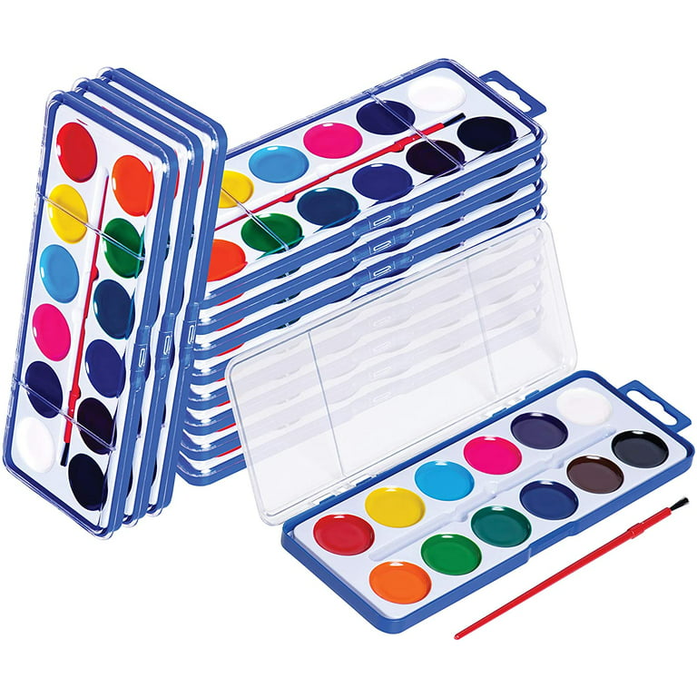 Neliblu Water Color Paint Set for Kids - Bulk Watercolor Paint Set of 24 - Washable Watercolor Paints in 12 Colors - Ideal Fu