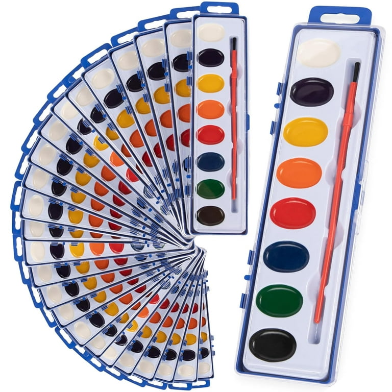 Neliblu Watercolor Paint Set 24 Count (Pack of 1) - 8 Colors & Paintbrushes  