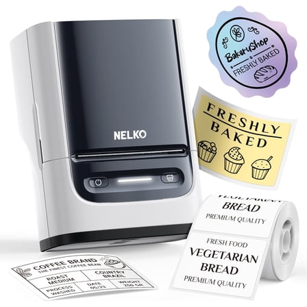 Nelko Label Maker Machine, PM220 Bluethooth Label Printer, 2 Inch Portable Thermal Printer for Small Business, Address, Logo, Clothing, Sticker Printer for Phones & PC, White