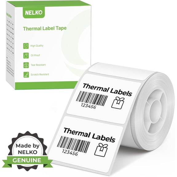 Nelko Thermal Labels PM220 Label Maker, 1.57'' x 1.18'' (40x30mm) Thermal Sticker Label, Waterproof, Multi-Purpose Label Tape, 1 Roll of 230 Self-Adhesive Thermal Paper (White)
