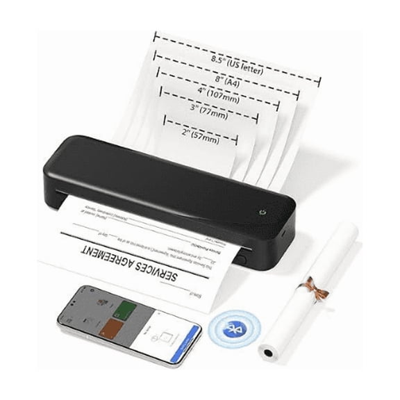 NelkoGlobal Bluetooth Portable Thermal Printer 8.5''11'' Inkless, 300DPI