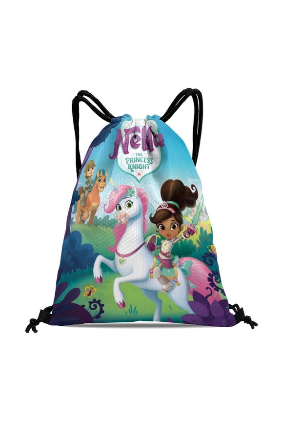 Nella the Princess Knight-theme Drawstring Backpack Sports Gym Bag Water Resistant String Bag Cinch Bag12"X16"30X40cm