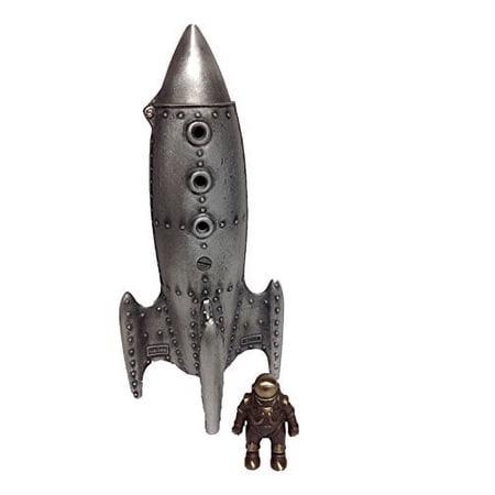 Nelles Studios - Bronze Money Bank - Moon Rocket w/ Spaceman