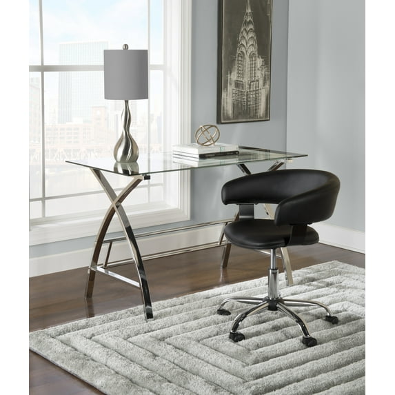 Nellie Low-Back Desk Chair with Adjustable Height and Castors, 225 lbs., Black