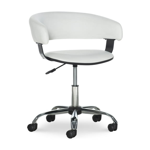 Nellie Low-Back Desk Chair with Adjustable Height and Castors, 225 lbs., White